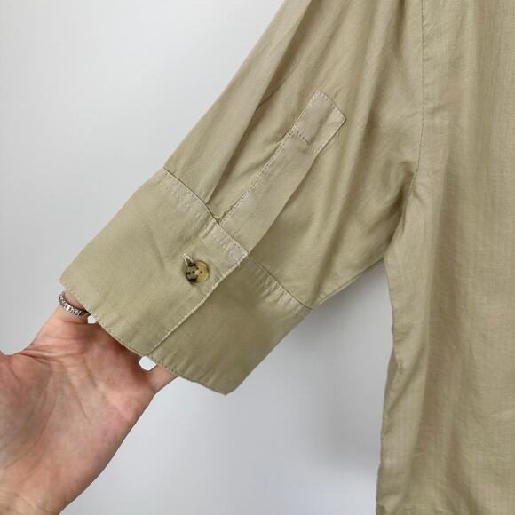 J.Crew Herringbone Twill Button Up Shirt Classic Cotton Neutral Beige US 10 NWT - Picture 11 of 13